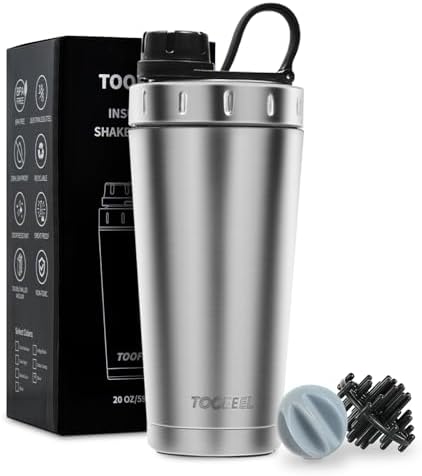 TOOFEEL Protein Shaker Bottle 20 oz - Double Walled Insulated Vacuum Cup for Protein Shakes, Keeps Cold/Hot, Metal Stainless Steel, Preworkout Gym by Tofeelthebeautyoflife