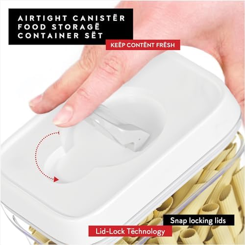 Airtight Food Storage Containers for Pantry With White Lids 1L - 6 Pack - Clear Plastic Air Tight Kitchen Containers Pantry Organization and Storage BPA-Free Keeps Food Fresh & Dry