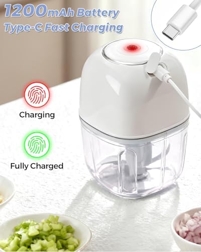 Electric Garlic Chopper, Mini Food Processor Veggie Grinder 350ML