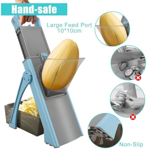 Mandoline Slicer for Kitchen, Adjustable Thickness, Blue