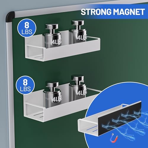 2 Pack Movable Refrigerator Magnetic Spice Rack, Metallic White