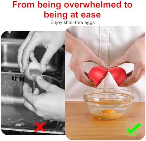 Egg Cracker, Silicone Egg Shell Opener, Cute Egg Shaped Design, Opens Eggs with Ease, A Little Happiness Boost for Your Kitchen (1, Red) - Image 3