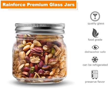 Mason Jars 8 oz 30 Pack Small Glass Caning Jars with Silver Lids