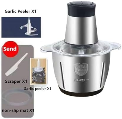 3L Multfunctional Garlic Peeler Household Electric Meat Grinder Garlic Shredder Fruit and Vegetable Chopper Kitchen Tool For Onion, Meat, Nuts, Fruits, Garlic, Vegetables(Black,One knife) - Image 2