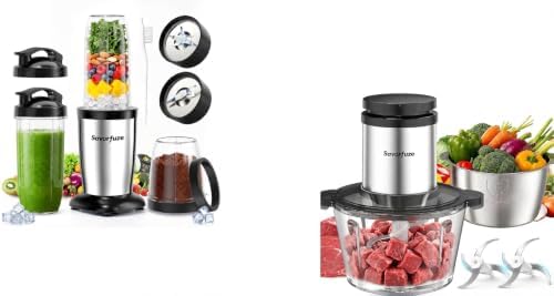 2-Speed Food Processor with 2 Bowls & Smoothie Blender Grinder Combo by Savorfuze