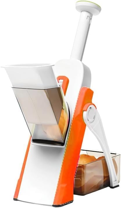Saker Adjustable Safe Vegetable Slicer,Safe 5-in-1 Mandoline Slicer, Adjustable Vegetable Chopper & Fruit Slicer for Fast Meal Prep, 0.1-8mm Thickness (Orange) by NEKMEX