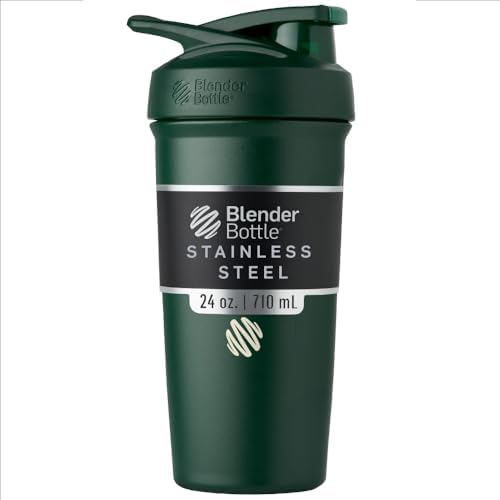 BlenderBottle Sport Flip Stainless Steel Shaker Bottle 24 oz Green by BlenderBottle