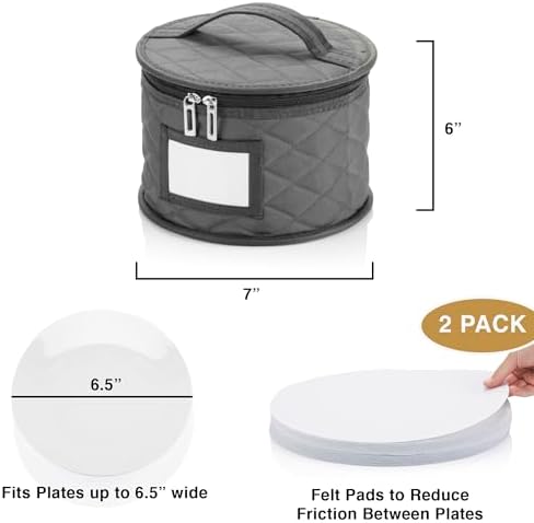 2 Pack 7" Appetizer and Saucer Storage Case, Dinnerware Storage Organizer