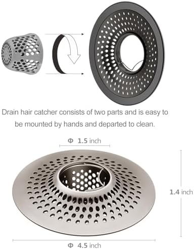 Shower Drain Hair Catcher/Bathroom Drain Cover/Bathtub Drain Strainer/Shower Stall Drain Protector(Brushed Nickel)