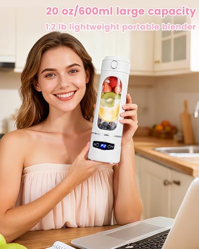 Personal Portable Blender - Smoothies & Shakes - 20Oz/600ml Large Capacity High Power Cordless Blender (White) - Image 3