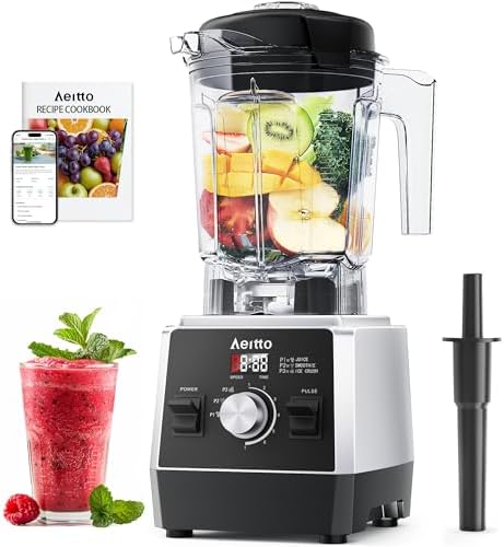 Aeitto Blenders for Kitchen 1800W Professional Countertop Blender, 68Oz Large Capacity Smoothie Blender with 3 Programs & 7 Speeds for Smoothies, Ice Crush, Frozen Drinks, Black by Aeitto