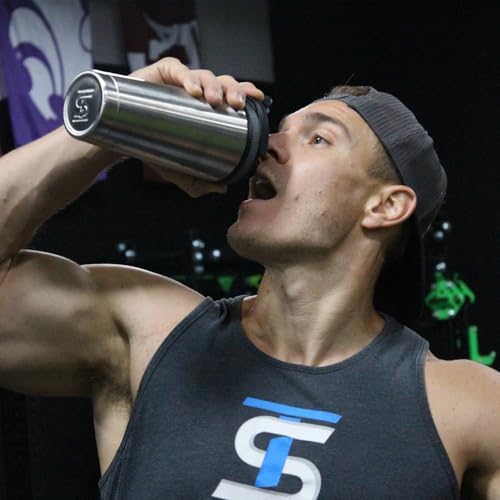 Insulated Stainless Steel Shaker Bottle | 26oz, Stainless Steel | Cold for 30+ Hours | Insulated Cup with Twist-on Agitator | Odor-Free Bottle for Protein Shakes, Water, Cocktails