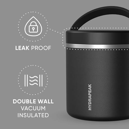 25oz Stainless Steel Vacuum Insulated Food Jar for Hot Food and Cold Food, Wide Mouth Leak-Proof Soup Jar for Adults, 10 Hours Hot and 16 Hours Cold (Black)