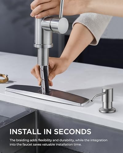 Kitchen Faucet with Soap Dispenser, Single Handle, Brushed Nickel
