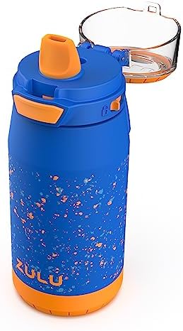 Kids Flex 12oz Stainless Steel Insulated Water Bottle, Toddler Cup with Silicone Spout, Leak-Proof Locking Flip Lid and Carry Loop for School Backpack, Lunchbox, and Outdoor Sports, Blue