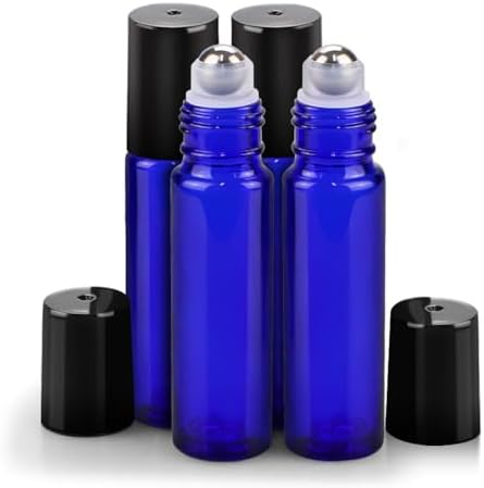 Roller Bottles for Essential Oils - 4 Pack 10ml Glass Roll on Bottles by sungwoo