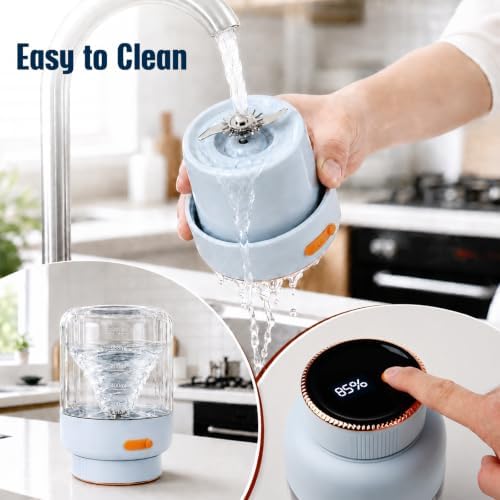 Portable Blender, Personal Smoothie juicer, Shaker blender, 33oz USB portable rechargeable juicer cup with 38 Blades for Kitchen, Travel, Gym， Office – Sky Blue - Image 5