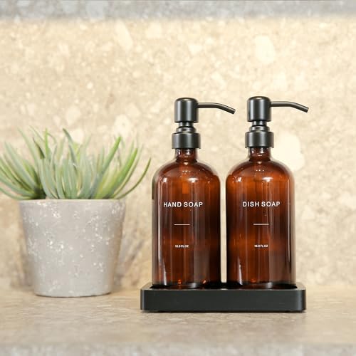 Amber Soap Dispenser Set