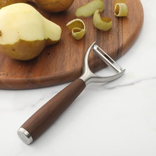 Sur La Table Kitchen Essential Stainless Steel Vegetable Y Peeler W/Walnut Wood Handle