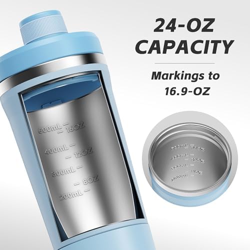 PROCHAIN Insulated Stainless Steel Protein Shaker Bottle, 20oz Metal Mixer - Image 5