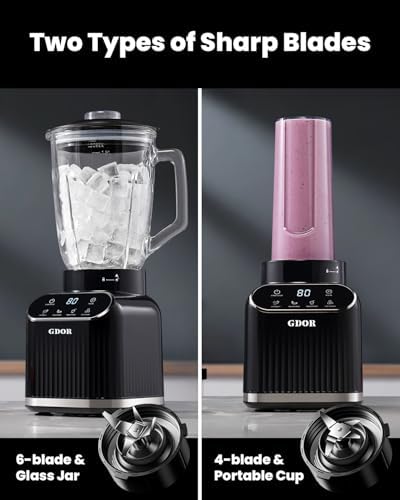 GDOR Smoothie Blender for Kitchen,1200W Glass blender with 5 Smart Programs - Image 5