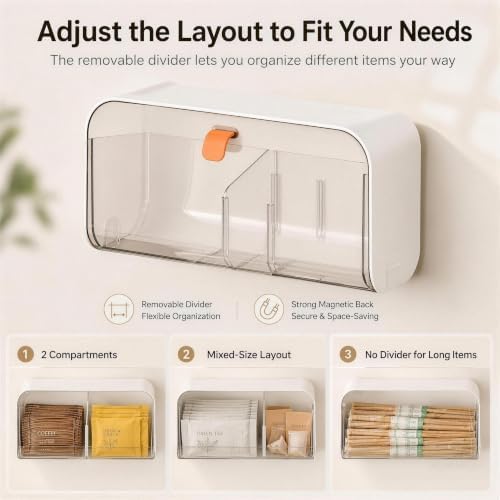 Magnetic Tea Bag Organizer with Lids Tea Organizers for Refrigerator