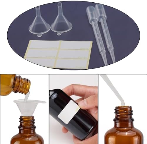 YIZHAO Black Glass Spray Bottles 2oz, with Small Fine Mist Spray, Metal Cap, Refillable for Essential Oil,Travel,Cleaning,Perfume,Aromatherapy,Makeup – 6 Pcs - Image 5