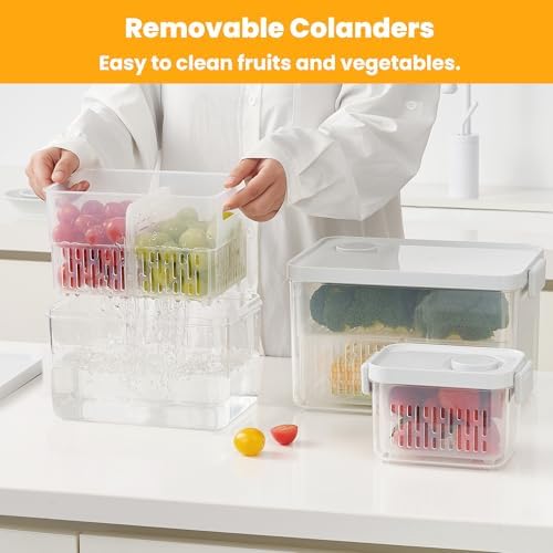 Dishwasher Safe Berry Keeper, Produce Saver, Clear Fruit Containers, BPA-Free Lettuce Keeper, Strawberry Container Keep Food Fresh, 3.8 Cup