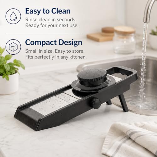 Adjustable Vegetable Slicer for Kitchen | Manual Mandoline Slicer with Stainless Steel Blade | Potato Onion Carrot Cucumber Slicer - Image 7
