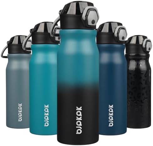 BJPKPK 25 oz Insulated Water Bottle, Straw, Handle, Stainless Steel Flask by BJPKPK