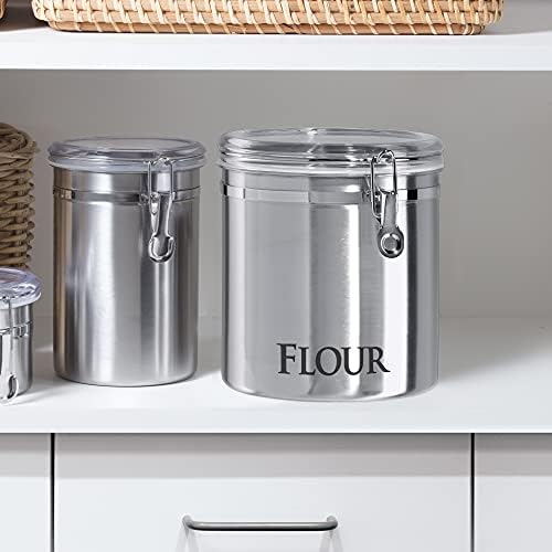 Oggi Jumbo 8" Stainless Steel Flour Clamp Canister - Flour & Food Storage