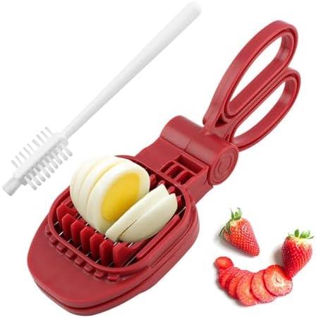 Fruit Slicer with 1 Cleaning Brush, for Strawberry, Banana, Kiwi, Mushroom, Egg Slicer with Stainless Blades and ABS Material,Rapid & Safe Slicing, Dishwasher Safe by Unknown