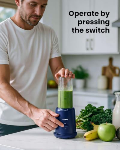 GDOR Personal Blender, 400W Smoothie Maker with 17.6oz Travel Cup, Blue - Image 2