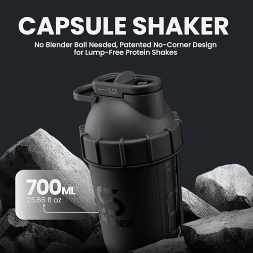 Tumbler View 24oz Shaker, Clear Window, Bladeless, Matte Black