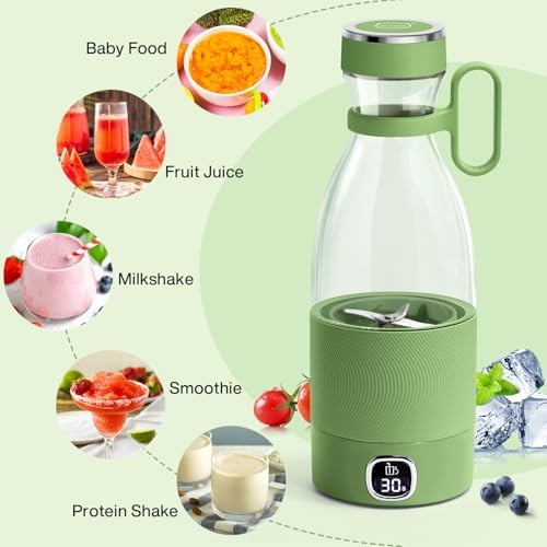350ml Portable Blender,Personal Size Blenders, Shakes & Smoothies-Green - Image 7