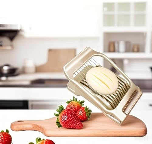 Egg Slicer for Hard Boiled Eggs Strawberry Slicer, Stainless Steel Wire, Heavy Duty Aluminium Tomato Slicer for Hard Boiled Eggs or Strawberry, Butter, Kiwi - Image 3