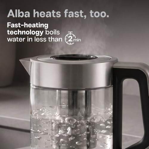 Viante Alba Electric Tea Kettle With Infuser, No Plastic, 1.5L