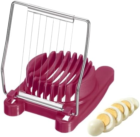 uxcell Egg Slicer for Hard Boiled Eggs, Stainless Steel Wire, Rose Red by uxcell