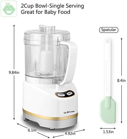 La Reveuse 2 Cup Mini Food Processor, Electric Chopper Small, White - Image 3