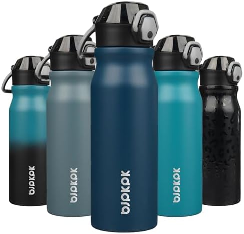 BJPKPK 25 oz Insulated Water Bottle, Straw, Handle, Stainless Steel Flask by BJPKPK