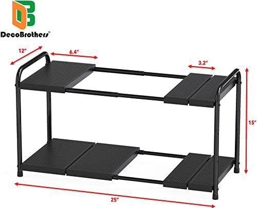 Under Sink 2 Tier Expandable Shelf Organizer, Black