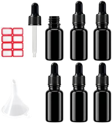 6 PCS Glass Dropper Bottles, 20ml / 0.68 fl oz, Black by GlassStorageContainers