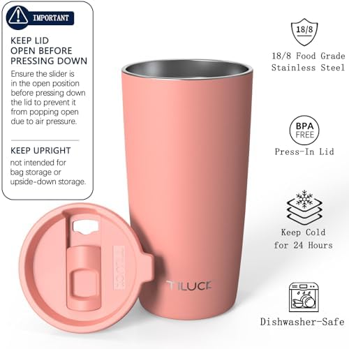 TILUCK 20 oz Insulated Coffee Tumbler with BPA-Free Lid - Image 2