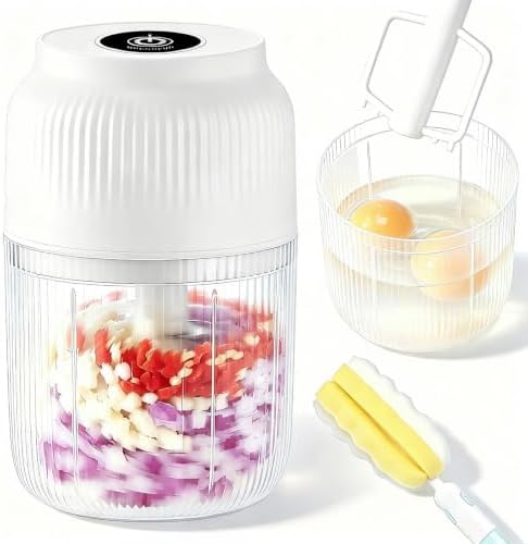 Household Electric Garlic Crusher, 2026 Upgraded 6 Blade Electric Garlic Chopper, Usb Rechargeable Cyclone Food Chopper for Garlic, Onion, Ginger, Chili And Fruit (White) by Unknown