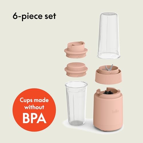 bella 6 Pcs Portable Rocket Blender, Juicer & Smoothie Maker, Press & Twist Design, EverGood™ & BPA Free Dishwasher Safe Parts, 4 Tip Stainless Steel Blade, Cord Wrap, 240 Watt Motor, Blossom - Image 2