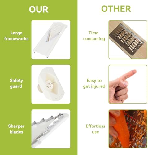 Mandoline Slicer, Adjustable Handheld Mandoline Slicer Stainless Steel Blade Vegetable Cutter for Fruits and Vegetables - Image 4