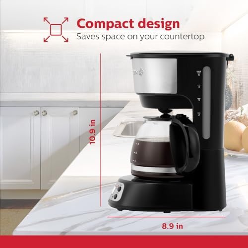 Holstein Housewares 5-Cup Programmable Coffee Maker, 25oz Drip Coffee Machine with Auto Brew Timer, Pause & Serve, Compact Design – Perfect for Home, Office & Dorm Use, Black - Image 7