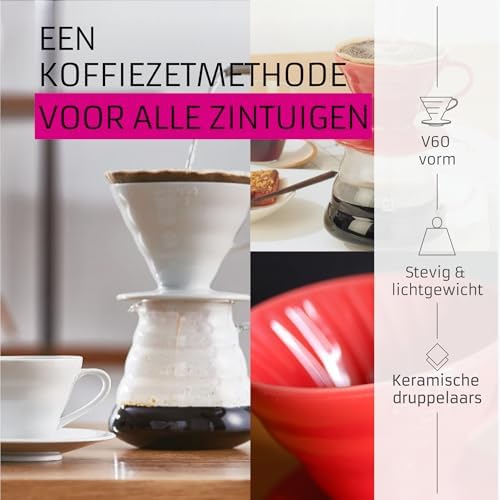 V60 Ceramic Coffee Dripper Pour Over Cone Coffee Maker Size 01, White