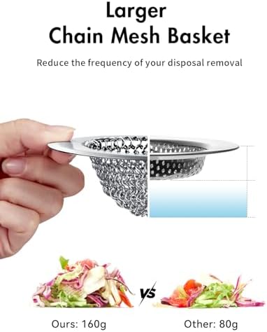 2 Pack Upgraded Sink Drain Strainer, Patented Reversible Chain Mail Mesh