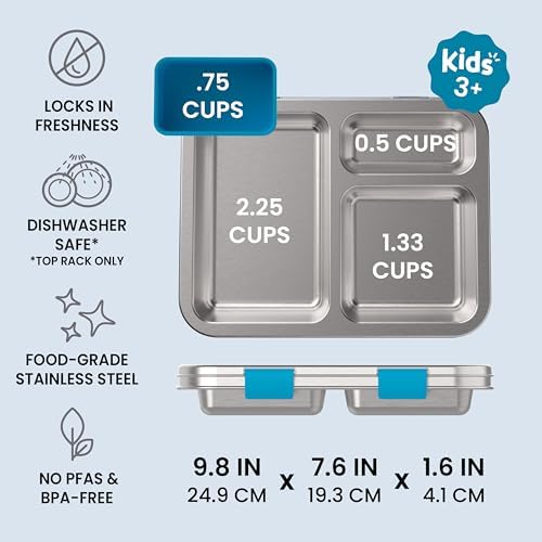 Kids Prints Stainless Steel Leak-Resistant 3-Compartment Lunch Box